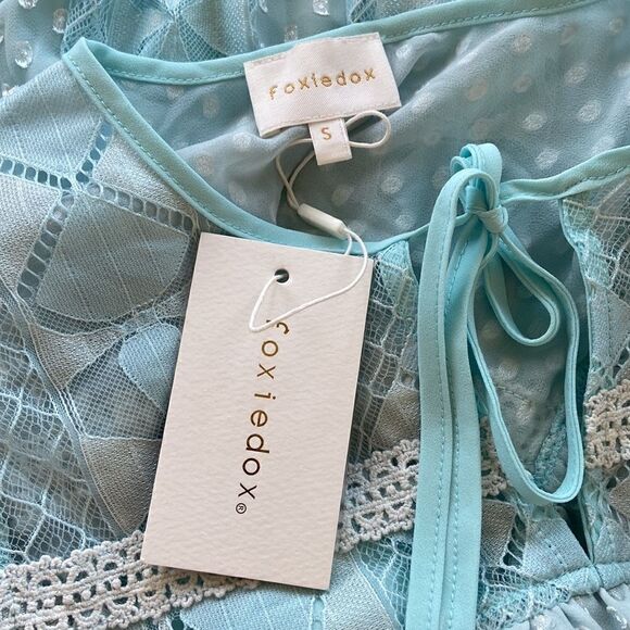 Foxie Dox Anthropologie Dress Pale Blue Ruffle"Cora" New With Tag! Sz Sm - Picture 8 of 8